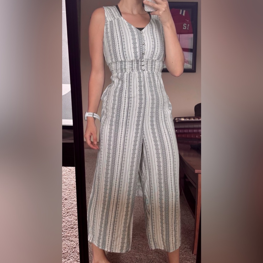 Japna Black and White Striped Jumpsuit with Wide-Leg Silhouette